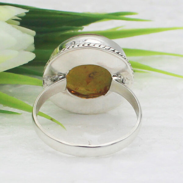 925 Sterling Silver Amber Ring Handmade Jewelry Gemstone Birthstone Ring