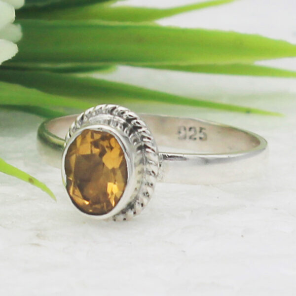 925 Sterling Silver Citrine Ring Handmade Jewelry Gemstone Birthstone Ring