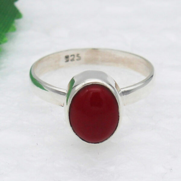 925 Sterling Silver Coral Ring Handmade Jewelry Gemstone Birthstone Ring