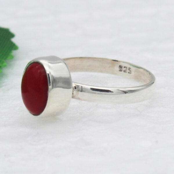 925 Sterling Silver Coral Ring Handmade Jewelry Gemstone Birthstone Ring
