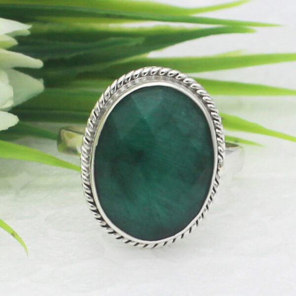 925 Sterling Silver Emerald Ring Handmade Jewelry Gemstone Birthstone Ring