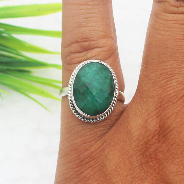 925 Sterling Silver Emerald Ring Handmade Jewelry Gemstone Birthstone Ring