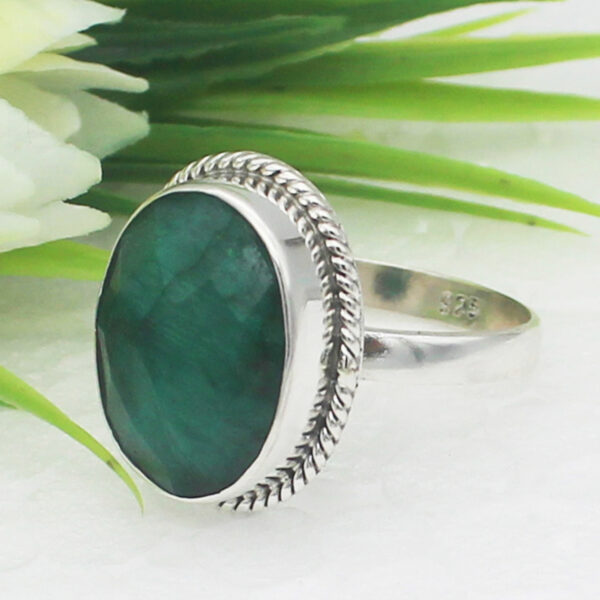 925 Sterling Silver Emerald Ring Handmade Jewelry Gemstone Birthstone Ring