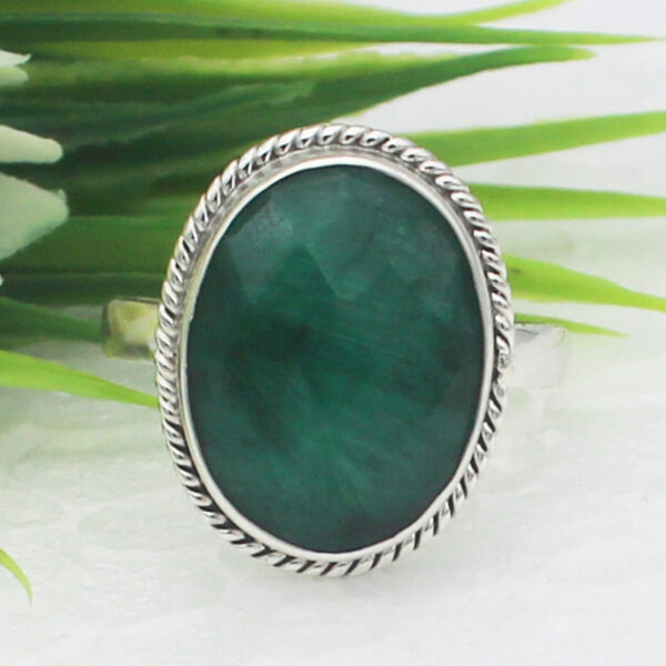 925 Sterling Silver Emerald Ring Handmade Jewelry Gemstone Birthstone Ring