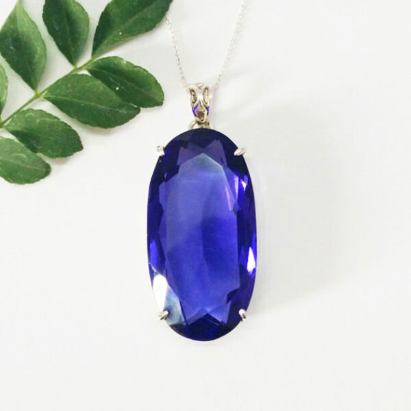 925 Sterling Silver Iolite Necklace Handmade Jewelry Gemstone Birthstone Pendant