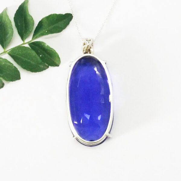 925 Sterling Silver Iolite Necklace Handmade Jewelry Gemstone Birthstone Pendant