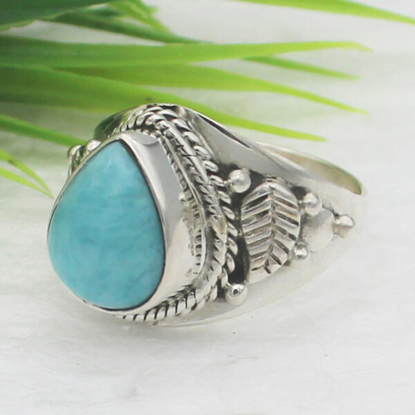 925 Sterling Silver Larimar Ring Handmade Jewelry Gemstone Birthstone Ring