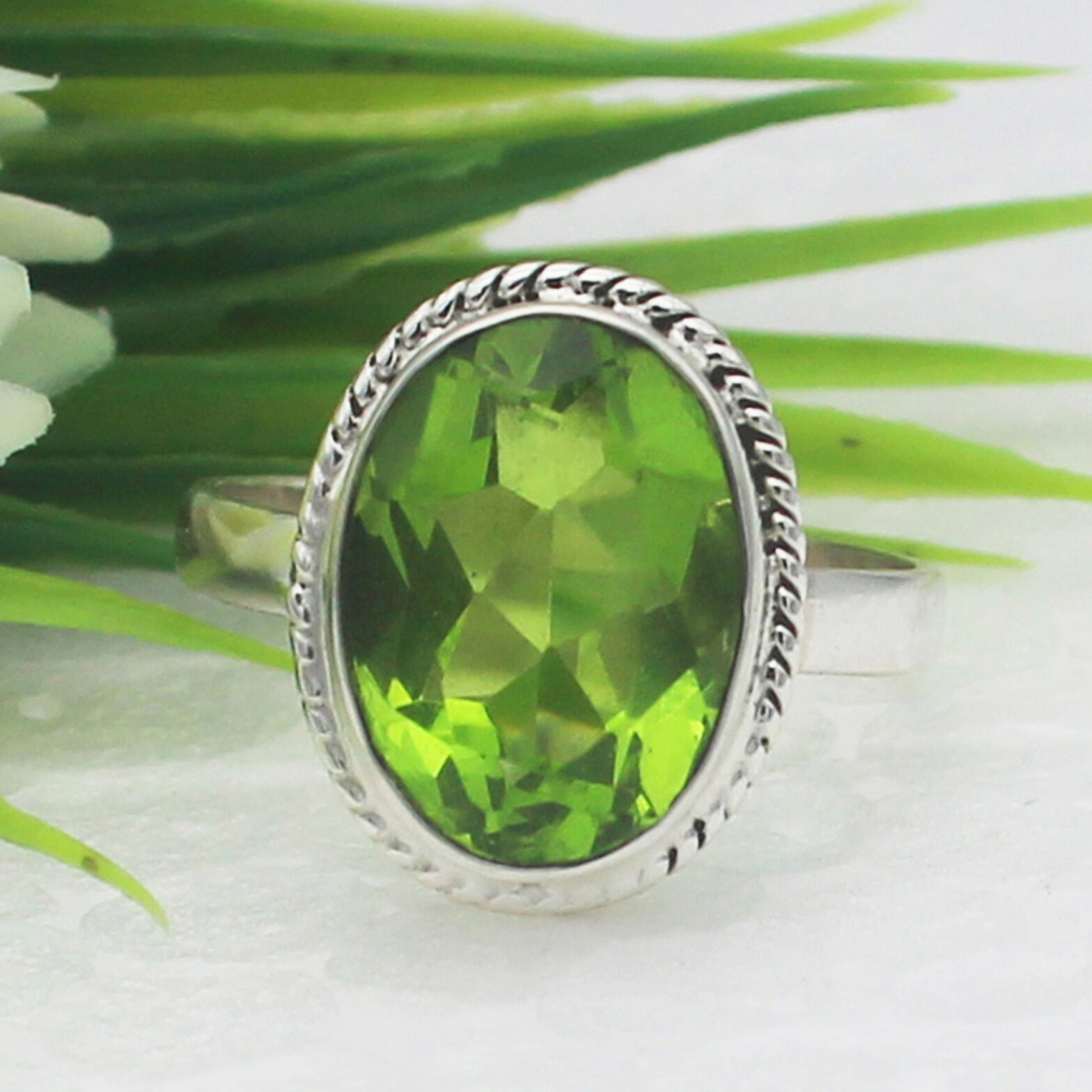 925 Sterling Silver Peridot Ring, Handmade Jewelry, Gemstone Birthstone Jewelry, Gift For Women