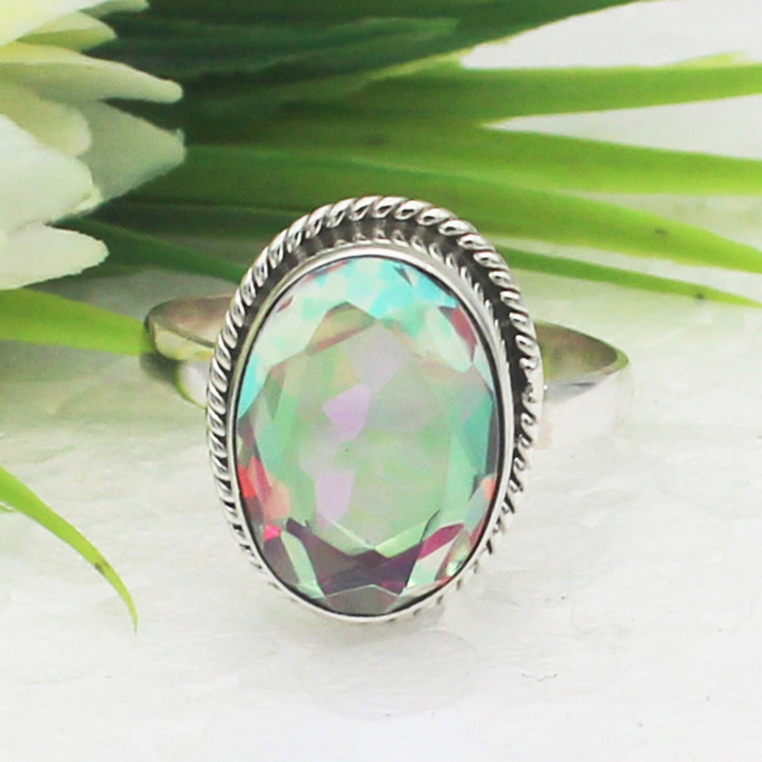 925 Sterling Silver Rainbow Mystic Topaz Ring, Handmade Jewelry, Gemstone Birthstone Jewelry, Gift For Her
