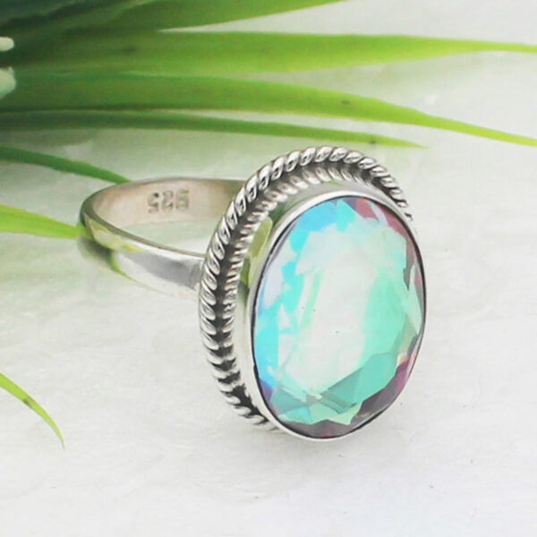 925 Sterling Silver Rainbow Mystic Topaz Ring Handmade Jewelry Gemstone Birthstone Ring