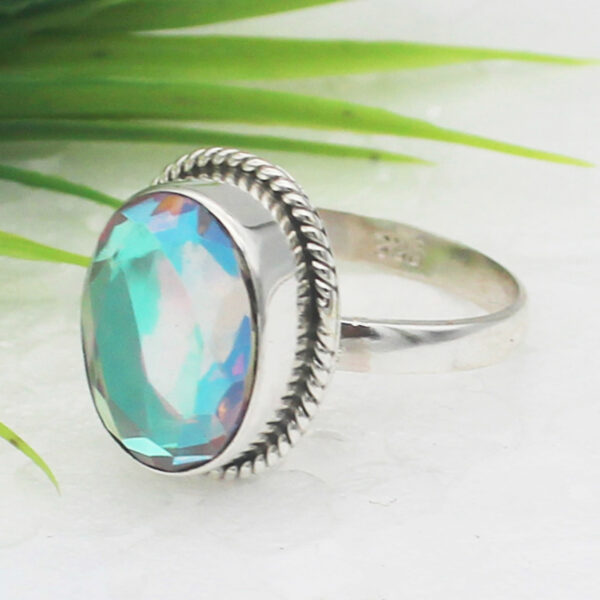 925 Sterling Silver Rainbow Mystic Topaz Ring Handmade Jewelry Gemstone Birthstone Ring