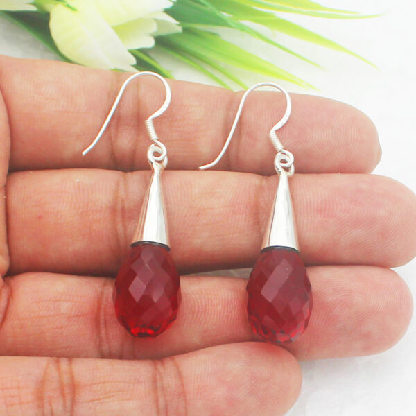 925 Sterling Silver Ruby Earrings Handmade Jewelry Gemstone Birthstone Earrings
