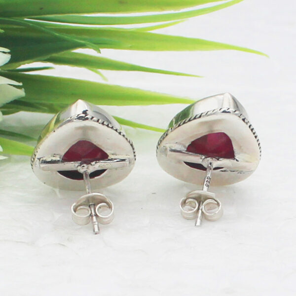 925 Sterling Silver Ruby Earrings Handmade Jewelry Gemstone Birthstone Earrings