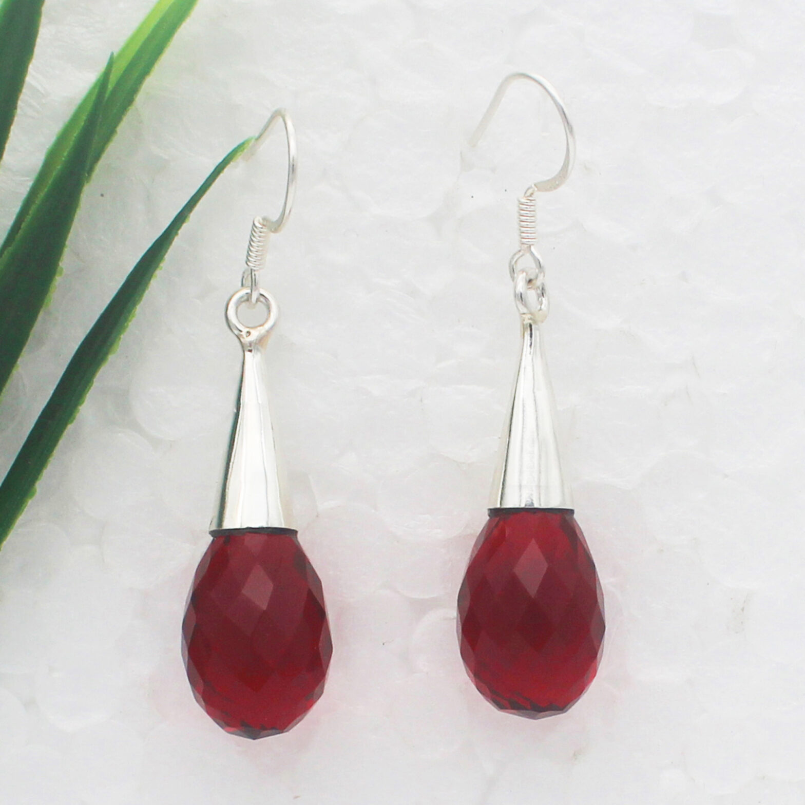 925 Sterling Silver Ruby Earrings, Handmade Birthstone Jewelry, Silver Earrings Dangle, Gift For Women