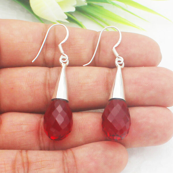 925 Sterling Silver Ruby Earrings Handmade Jewelry Gemstone Birthstone Earrings