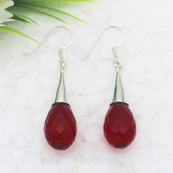 925 Sterling Silver Ruby Earrings Handmade Jewelry Gemstone Birthstone Earrings