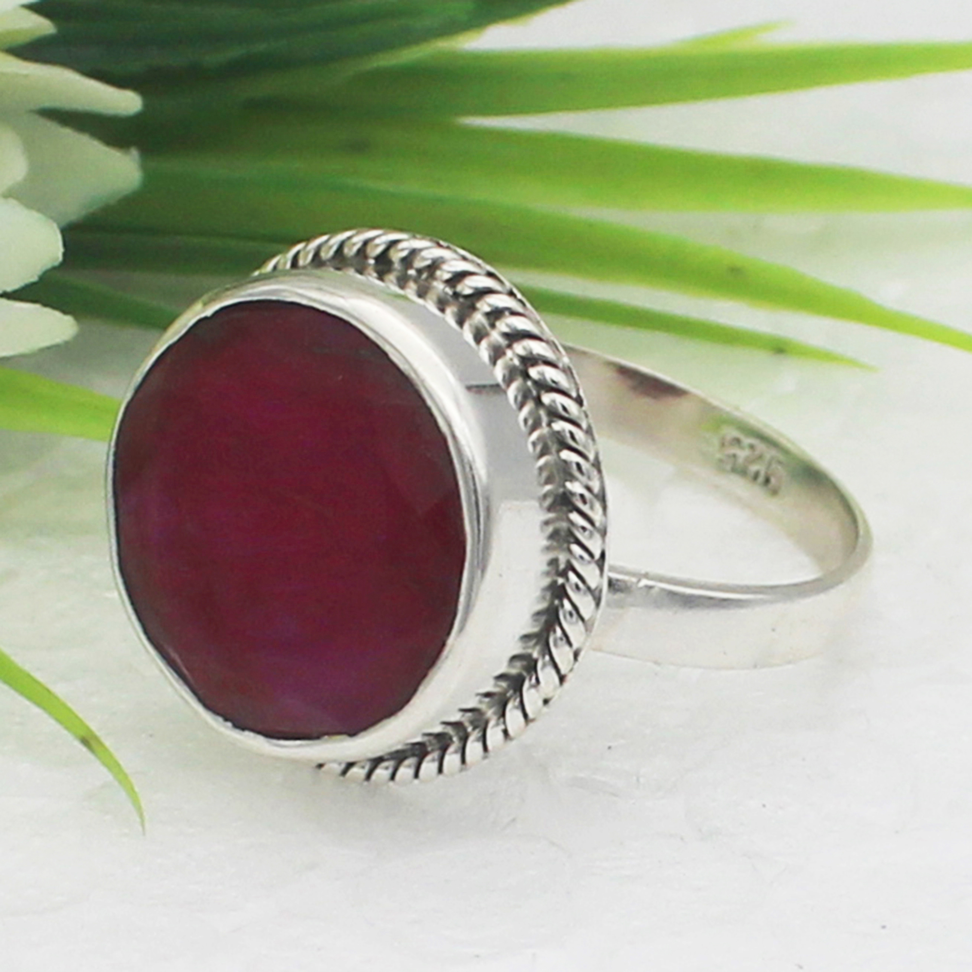 925 Sterling Silver Ruby Ring