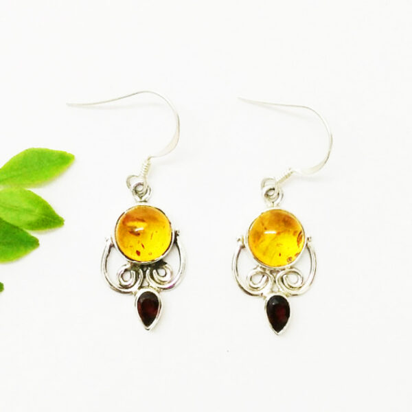 925 Sterling Silver Amber Earrings Handmade Jewelry Gemstone Birthstone Earrings