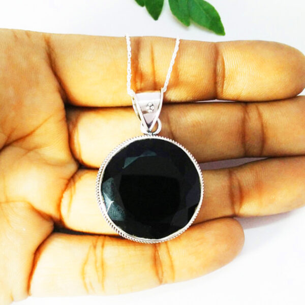 925 Sterling Silver Black Onyx Necklace Handmade Jewelry Gemstone Birthstone Pendant