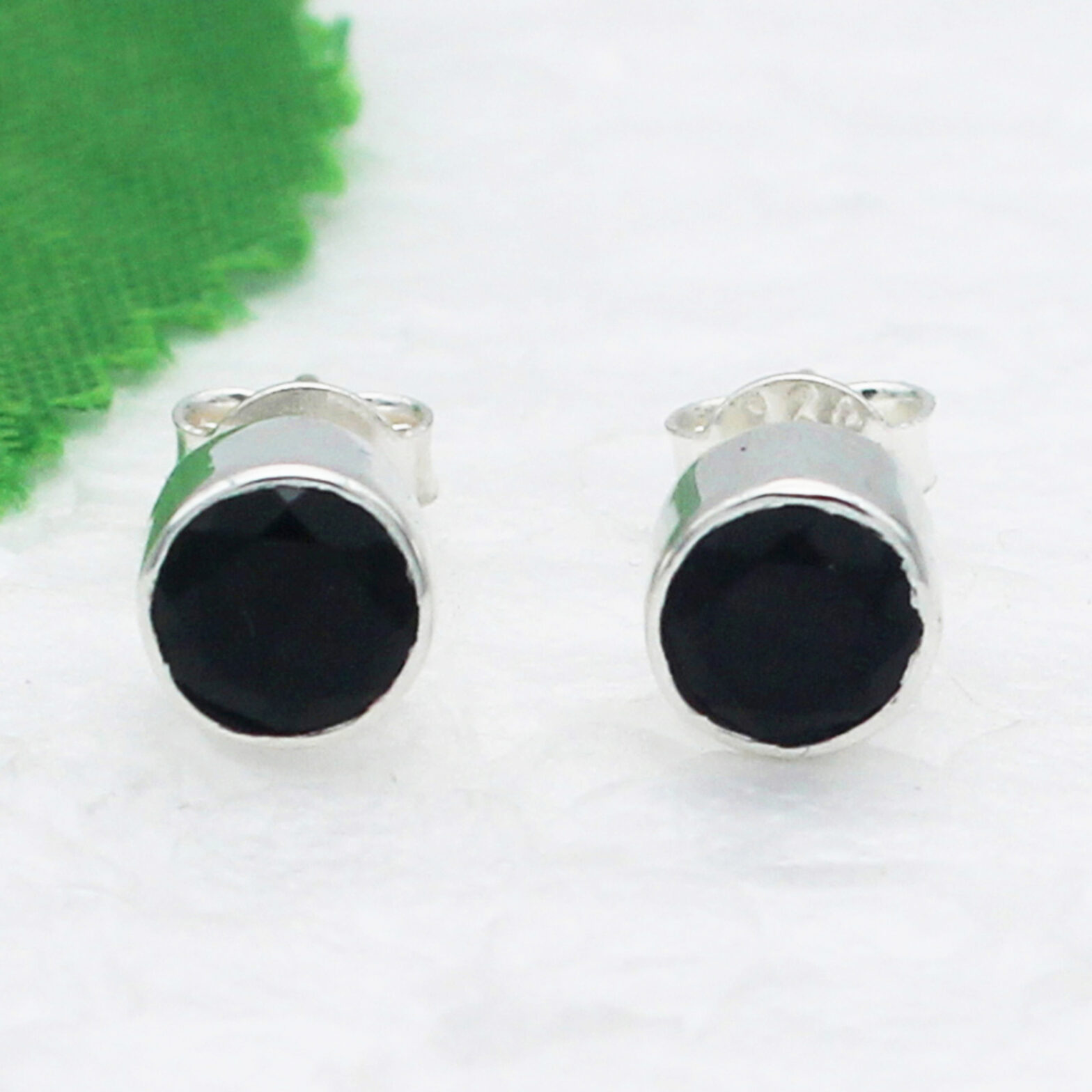 925 Sterling Silver Natural Black Tourmaline Earrings, Handmade Birthstone Jewelry, Silver Stud Earrings, Gift For Women