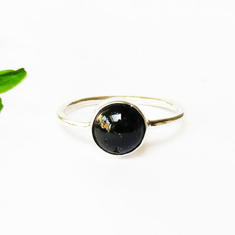 925 Sterling Silver Natural Black Tourmaline Ring, Handmade Jewelry, Gemstone Birthstone Ring, Gift For Her