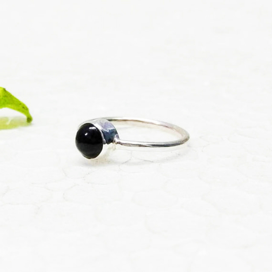 Punta Ring - Sterling Silver Ring and Black Tourmaline