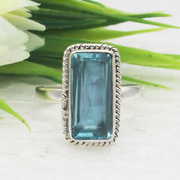 925 Sterling Silver Blue Topaz Ring Handmade Jewelry Gemstone Birthstone Ring