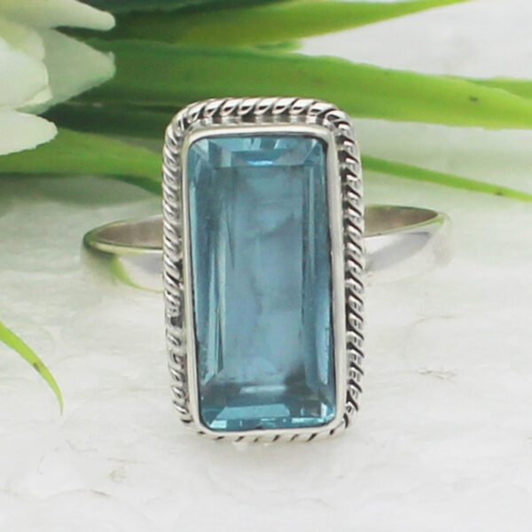 925 Sterling Silver Blue Topaz Ring Handmade Jewelry Gemstone Birthstone Ring