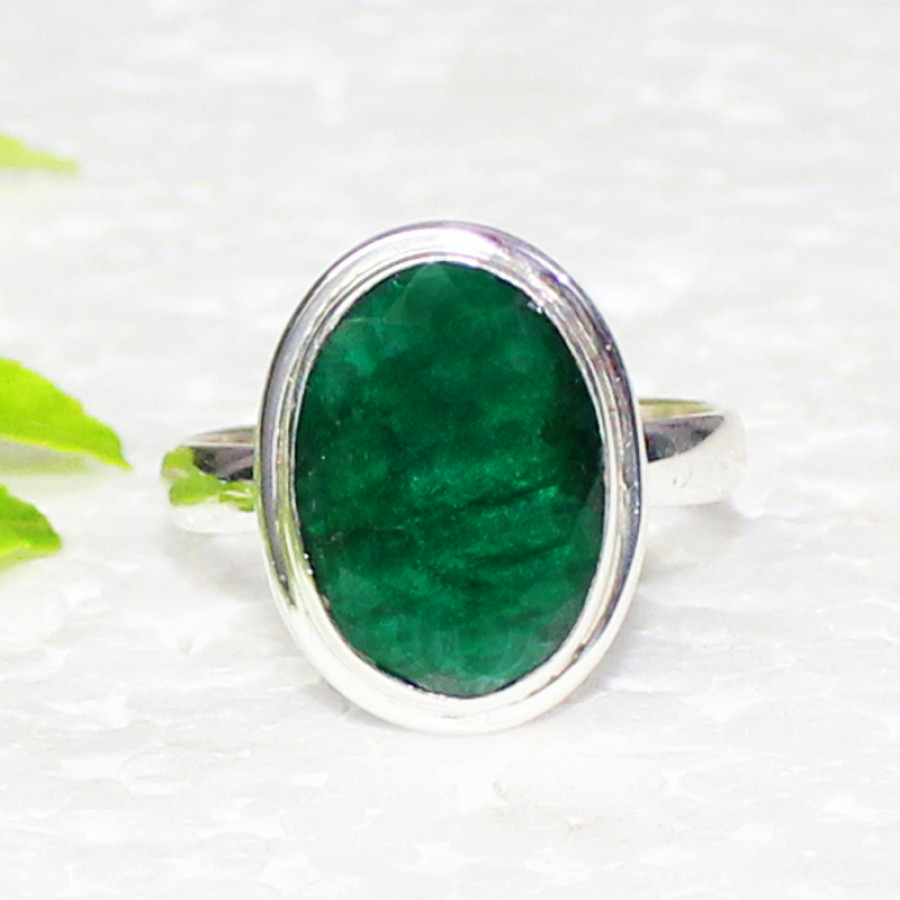 925 Sterling Silver Natural Emerald Ring, Handmade Jewelry, Gemstone Birthstone Ring, Gift For Her