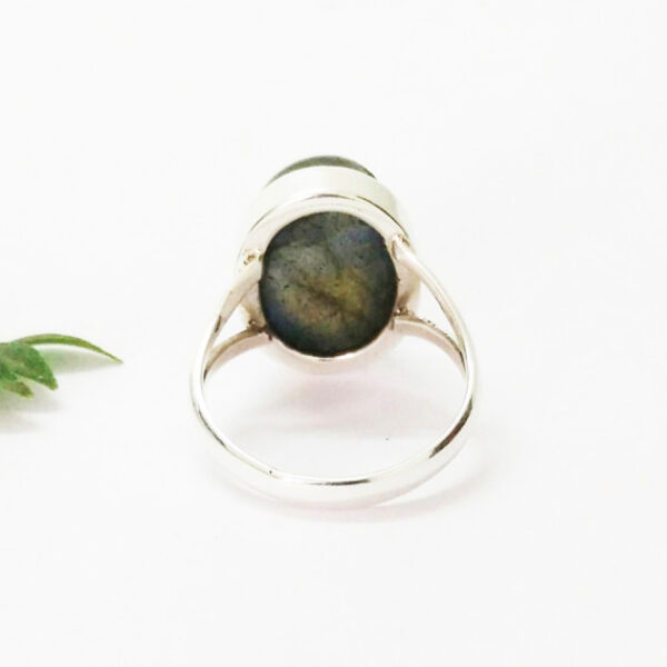 925 Sterling Silver Labradorite Ring Handmade Jewelry Gemstone Birthstone Ring back picture