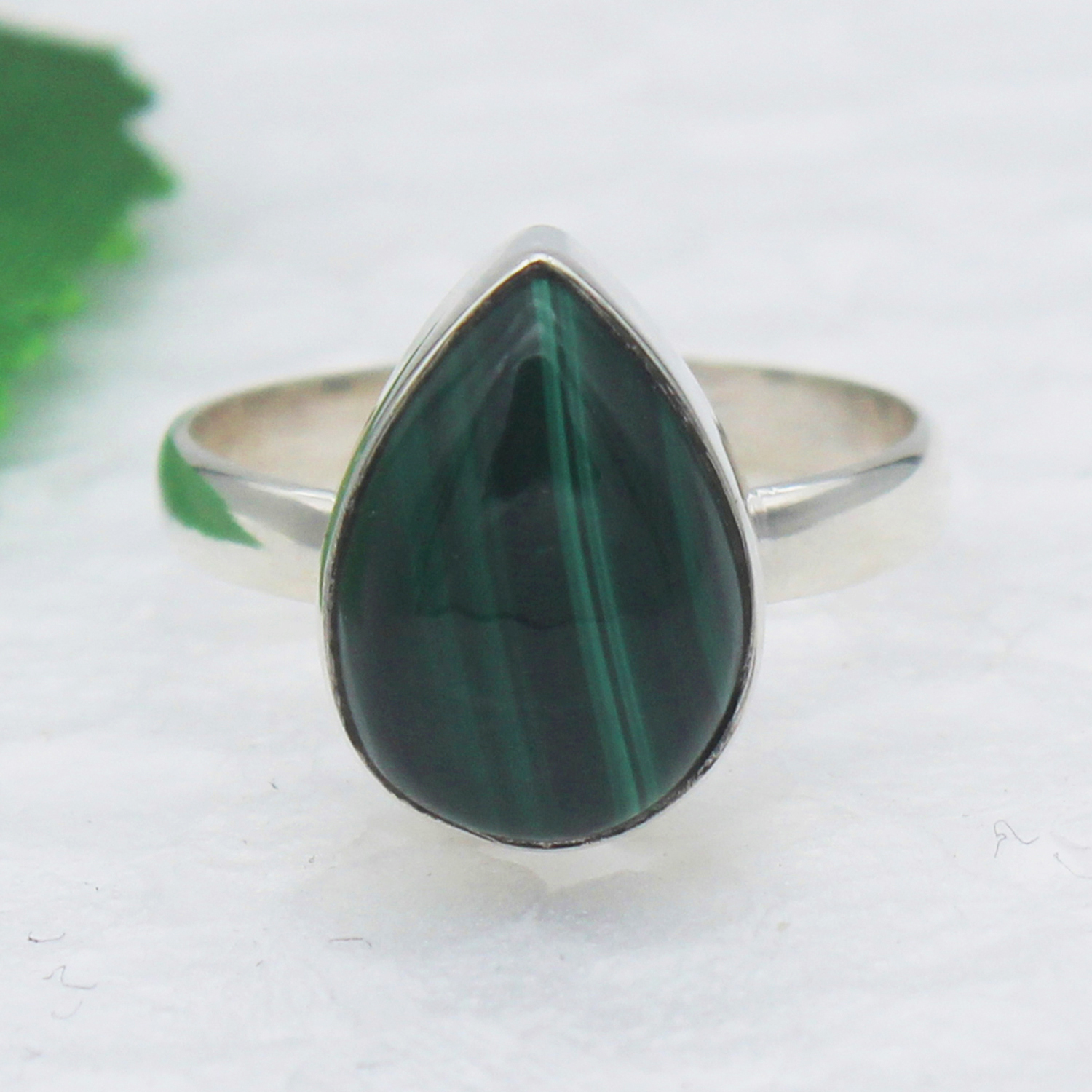 925 Sterling Silver Malachite Ring, Handmade Jewelry, Gemstone Birthstone Ring, Gift For Women