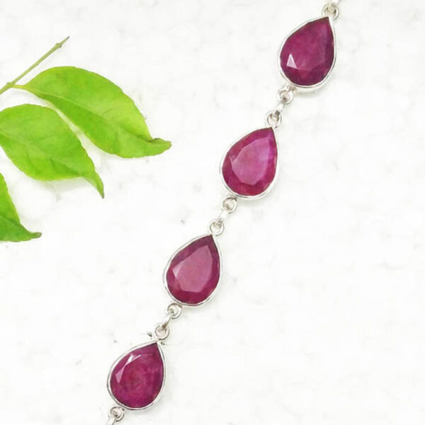 925 Sterling Silver Ruby Bracelet Handmade Jewelry Gemstone Birthstone Bracelet