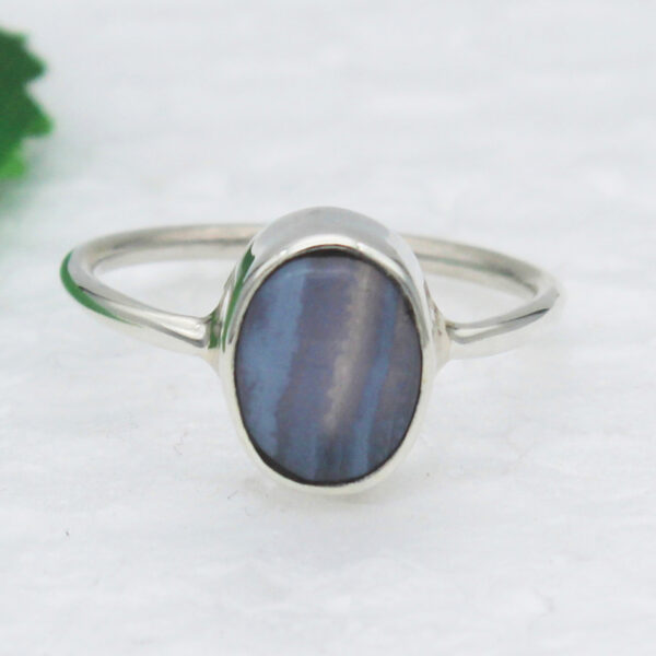 925 Sterling Silver Blue Lace Agate Ring Handmade Jewelry Gemstone Birthstone Ring front picture