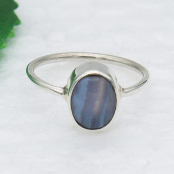 925 Sterling Silver Blue Lace Agate Ring Handmade Jewelry Gemstone Birthstone Ring front picture