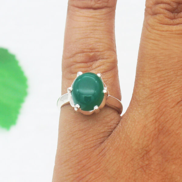 925 Sterling Silver Green Onyx Ring Handmade Jewelry Gemstone Birthstone Ring hand picture