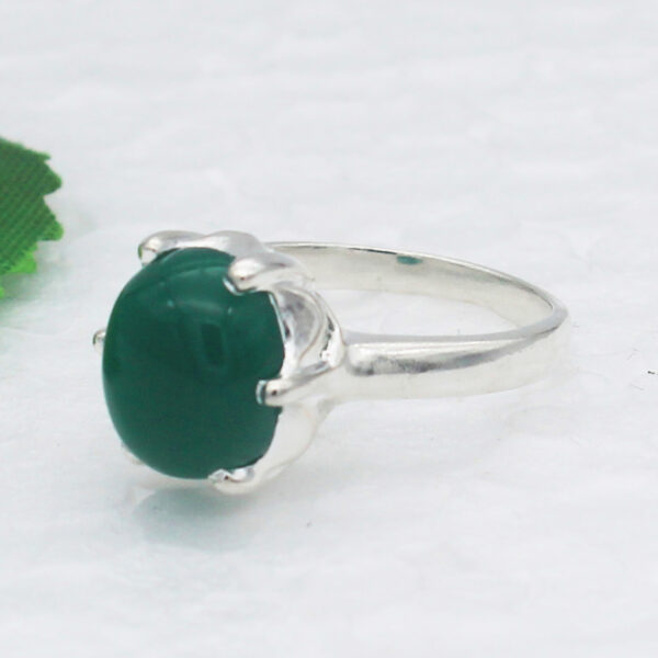 925 Sterling Silver Green Onyx Ring Handmade Jewelry Gemstone Birthstone Ring side picture