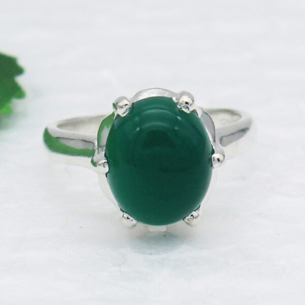925 Sterling Silver Green Onyx Ring Handmade Jewelry Gemstone Birthstone Ring front picture