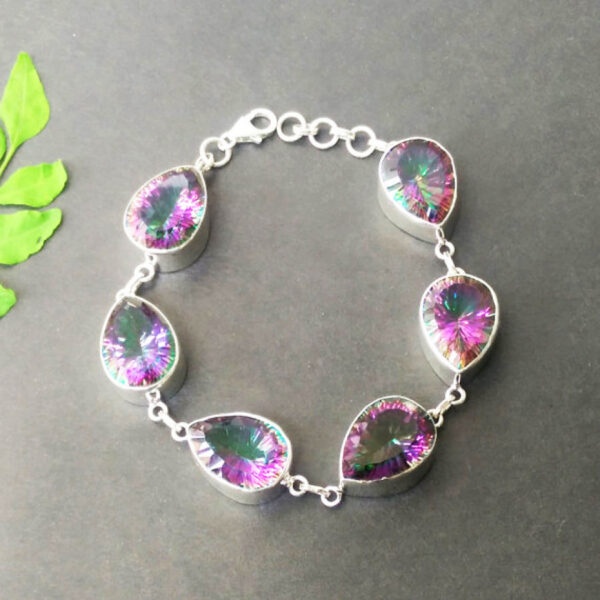 925 Sterling Silver Mystic Topaz Bracelet Handmade Jewelry Gemstone Birthstone Bracelet front picture