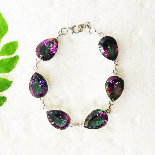 925 Sterling Silver Mystic Topaz Bracelet Handmade Jewelry Gemstone Birthstone Bracelet front picture