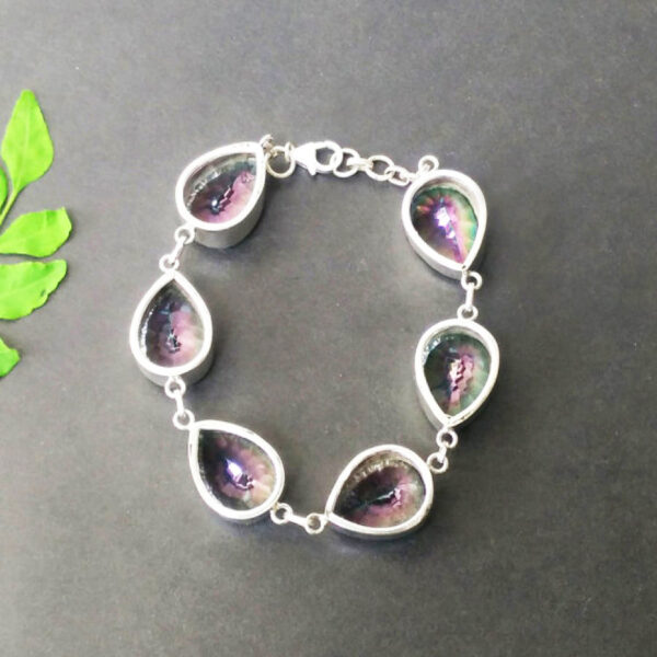 925 Sterling Silver Mystic Topaz Bracelet Handmade Jewelry Gemstone Birthstone Bracelet back picture