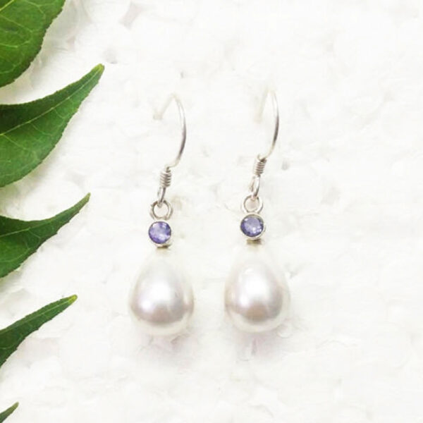 925 Sterling Silver Pearl Earrings Handmade Jewelry Gemstone Birthstone Earrings front picture