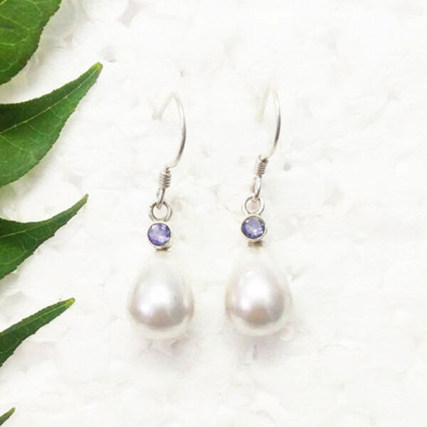 925 Sterling Silver Pearl Earrings Handmade Jewelry Gemstone Birthstone Earrings front picture