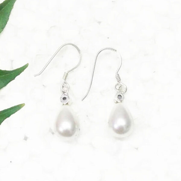 925 Sterling Silver Pearl Earrings Handmade Jewelry Gemstone Birthstone Earrings back picture