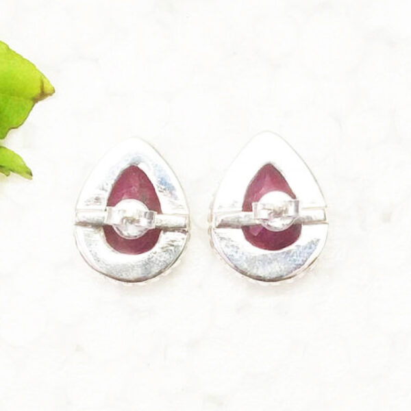 925 Sterling Silver Ruby Earrings Handmade Jewelry Gemstone Birthstone Earrings back picture
