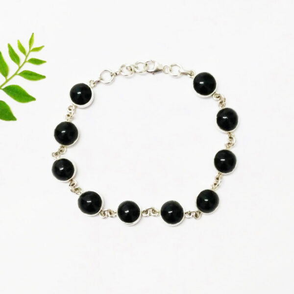 925 Sterling Silver Black Tourmaline Bracelet Handmade Jewelry Gemstone Birthstone Bracelet