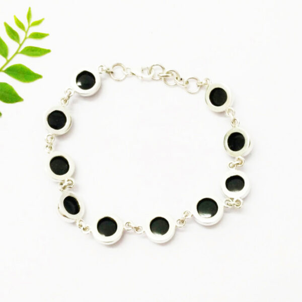 925 Sterling Silver Black Tourmaline Bracelet Handmade Jewelry Gemstone Birthstone Bracelet