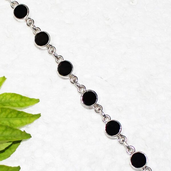 925 Sterling Silver Black Tourmaline Bracelet Handmade Jewelry Gemstone Birthstone Bracelet side picture