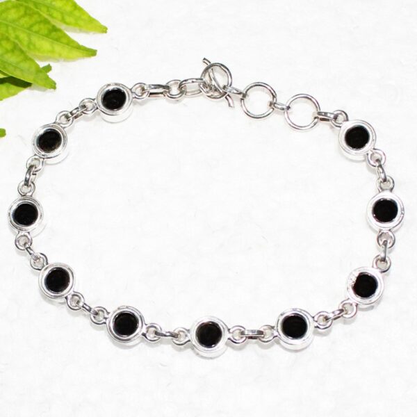 925 Sterling Silver Black Tourmaline Bracelet Handmade Jewelry Gemstone Birthstone Bracelet back picture