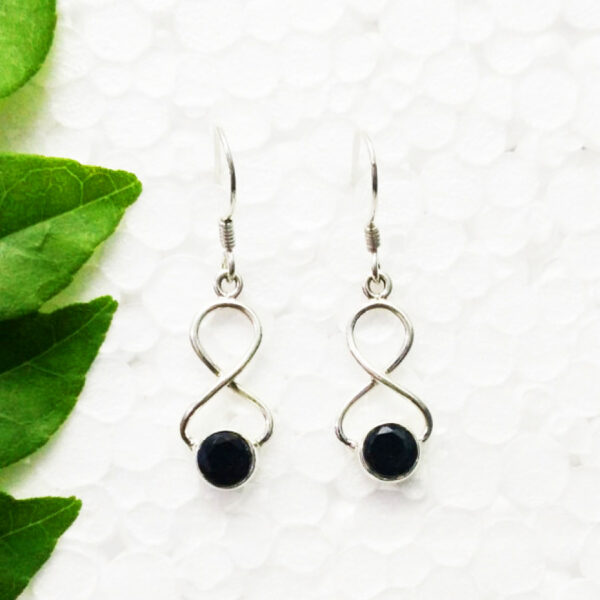 925 Sterling Silver Black Tourmaline Earrings Handmade Jewelry Gemstone Birthstone Earrings front picture