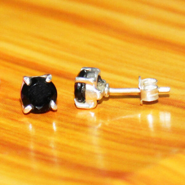 925 Sterling Silver Black Tourmaline Earrings Handmade Jewelry Gemstone Birthstone Earrings side picture